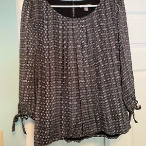 Black and white small print blouse